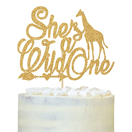 She's a Wild One Cake Topper, Miss Onderful, Gender Reveal/Welcome Sweet Gril, Baby Girls Happy 1st Birthday Party Dekorationen Gold Glitter von LOVELY BITON