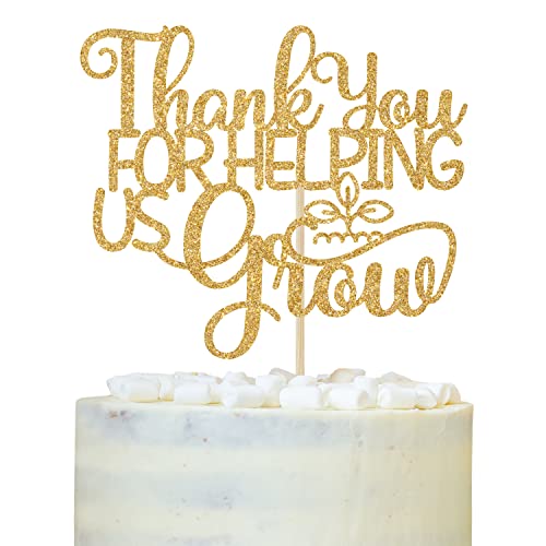 Teacher Appreciate Cake Topper, Thankful Teacher Kuchen Dekorationen, Thank You for Helping Us Grow, Class of 2023 Abschlussfeier Party Dekorationen Gold Glitter von LOVELY BITON