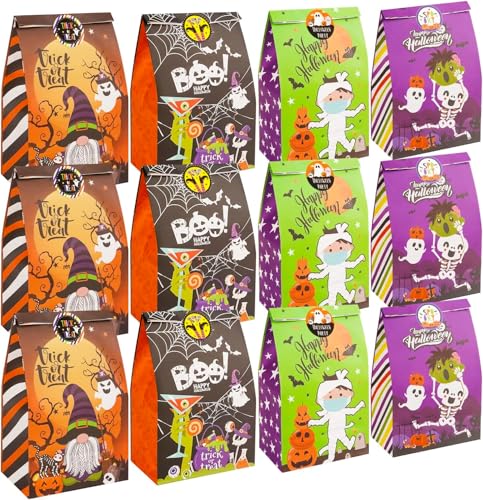 LOVEXIU 12 Stück Halloween Stofftaschen Geschenktachen - 23cm x 12cm Halloween Papiertüten,- Halloween Süßigkeiten Tüten für Trick or Treat, Mitgebsel, Leckerlis von LOVEXIU