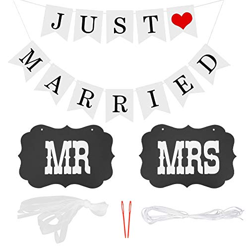 Just Married Banner, Hochzeitsbanner,Just Married Deko Auto, Girlande Just Married,Hochzeitsdekoration,Girlande Hochzeit,Hochzeitsfahnen,Für Heiratsantrag Standesamt Verlobung von LOVEXIU