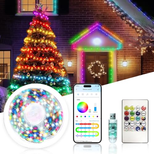 Led Lichterkette,Lichterkette Weihnachten,Led Strip,Usb Lichterkette 10m mit Fernbedienung,Timer Setting,Fernbedienung & Bluetooth App Steuerung,Lichterkette für Festa,Hochzeit,Garten Dekoration von LOVEXIU