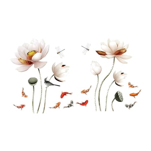 LOVIVER 2X Lotus Wandaufkleber Blume Wandtattoo Elegante Accessoires Vielseitig einsetzbar Kunst Wandbild Wanddeko für Veranda Wohnung Spielzimmer von LOVIVER