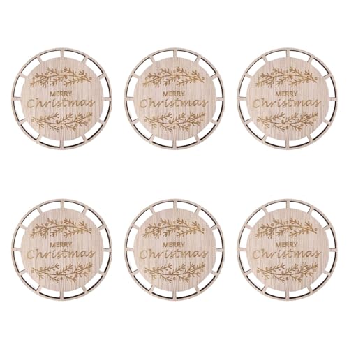 LOVIVER 6x Weihnachtsmakrame -Ornamente Holzhandwerk hängen Ornamente DIY Discs für Wanddekoration Hochzeit Weihnachtsbaum -Hänge -Tags, Set D von LOVIVER