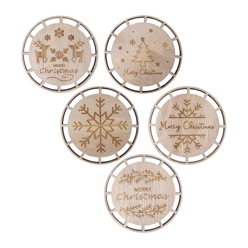 LOVIVER 6x Weihnachtsmakrame -Ornamente Holzhandwerk hängen Ornamente DIY Discs für Wanddekoration Hochzeit Weihnachtsbaum -Hänge -Tags, Set F von LOVIVER