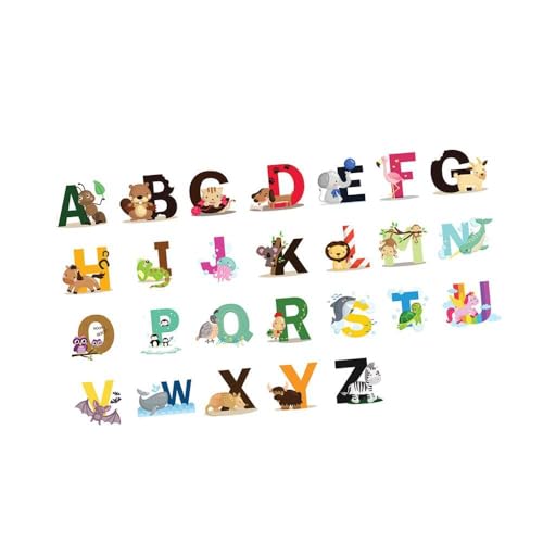 LOVIVER Bunte Tier-Alphabet-Aufkleber, pädagogisches Lernen, entfernbare Wandkunst, Wandaufkleber für Kinder, Spielzimmer, Kleinkinder, Kinder von LOVIVER