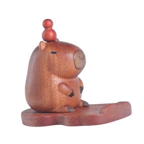 LOVIVER Capybara Holzfigur, Desktop-Ornament, Geschenk, Auto-Armaturenbrett-Dekoration, Tierfigur für Zuhause, Bücherregal, Tischplatte, Festival, Telefonhalter von LOVIVER