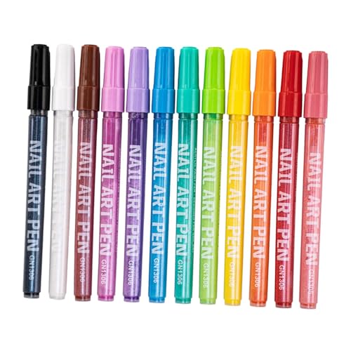 LOVIVER Glitter Art Marker Acrylfarbe Stifte Nagel Zeichenstift 3D Nail Art Stifte Set für Studenten Schreibwaren Papier Erwachsene Holz Journal, Regulär 12 Stück von LOVIVER