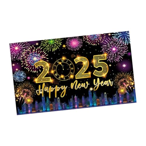 LOVIVER Hängendes Banner Silvester-Hintergrund Polyester bunt 70,87 Zoll x 45,28 Zoll Urlaub Photobooth Requisiten Party Dekoration, Style C von LOVIVER