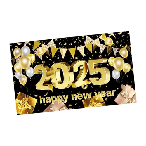 LOVIVER Hängendes Banner Silvester-Hintergrund Polyester bunt 70,87 Zoll x 45,28 Zoll Urlaub Photobooth Requisiten Party Dekoration, Style D von LOVIVER