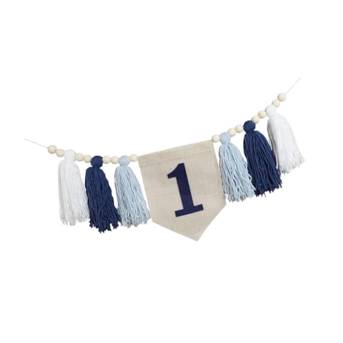 LOVIVER Holzperle Quaste Tassel 1. Geburtstag Banner für Jungen Mädchen Kinder Schlafzimmer, Blau von LOVIVER