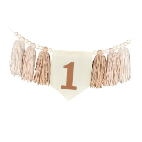 LOVIVER Holzperle Quaste Tassel 1. Geburtstag Banner für Jungen Mädchen Kinder Schlafzimmer, Braun von LOVIVER