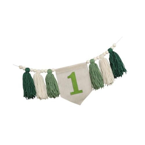 LOVIVER Holzperle Quaste Tassel 1. Geburtstag Banner für Jungen Mädchen Kinder Schlafzimmer, GrÜn von LOVIVER