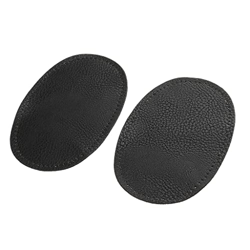 LOVIVER Paar PU Leder Ovale Ellbogen Knie Patches Zum Aufnähen, Schwarz, 13.8 * 9cm von LOVIVER