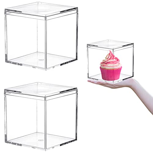 LOVPLAY Acryl-Boxen, 2 Stück, Acryl-Boxen mit Deckel, transparent, quadratisch, Würfelbehälter, Schmuck-Aufbewahrungsboxen, 12 x 12 x 12 cm, Hochzeit, Party, Geschenkpapier, Süßigkeiten-Boxen von LOVPLAY