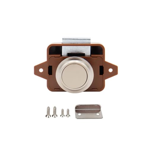 Schubladenschließzylinder Knopf Camper Auto Push Lock Durchmesser 20/26 mm RV Wohnwagen Boot Reiseanhänger Schubladenriegel Schlüsselloses Schrankschloss Möbelbeschläge Für Aktenschränke(Large-Brown N von LOVSSU