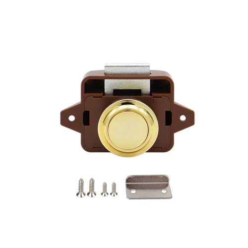 Schubladenschließzylinder Knopf Camper Auto Push Lock Durchmesser 20/26 mm RV Wohnwagen Boot Reiseanhänger Schubladenriegel Schlüsselloses Schrankschloss Möbelbeschläge Für Aktenschränke(Large-Brown G von LOVSSU