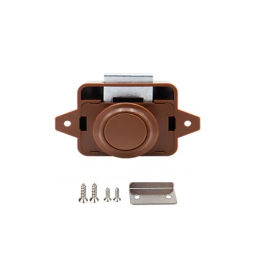 Schubladenschließzylinder Knopf Camper Auto Push Lock Durchmesser 20/26 mm RV Wohnwagen Boot Reiseanhänger Schubladenriegel Schlüsselloses Schrankschloss Möbelbeschläge Für Aktenschränke(Large-Brown) von LOVSSU