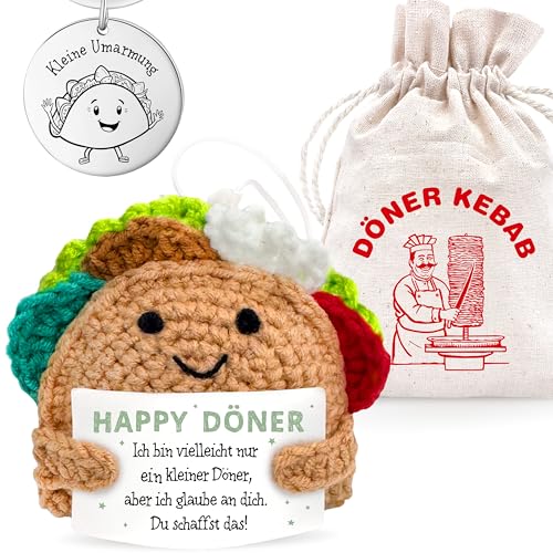 LOViLEE® Happy Döner „Diggi“ im Geschenkset - Döner inkl. Geschenkbeutel & Pocket Hug - Geschenke für Männer, Glücksbringer Prüfung, Mutmacher Geschenk, Du schaffst das Geschenk von LOViLEE