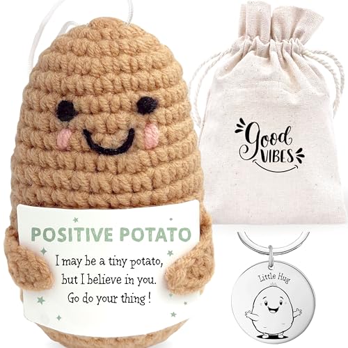 LOViLEE® Positive Potato „Pete“ in Gift Set - Happy Potato incl. Gift Bag & Pocket Hug - Emotional Support, Cute Stuff, Boyfriend Gift, get Well Soon Gift, You did it - Anti Stress, Motivation von LOViLEE