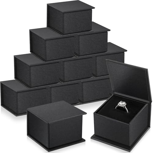 LOYIM Schmuck-Geschenkboxen, Ohrring-Ring-Box mit mit Baumwolle gefüllten magnetischen Deckeln, Papp-Schmuckschatulle, Weihnachtsgeschenkbox, 5,9 x 5,9 x 4,1 cm, 12 Stück von LOYIM