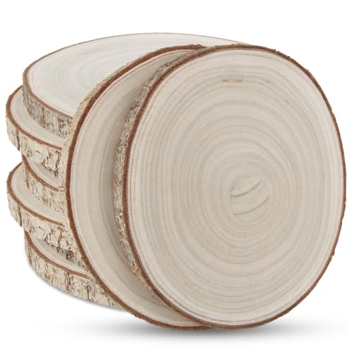 LOYORTY 8 Stück 20,3 - 22,9 cm unlackierte Holzscheiben als Tafelaufsatz, Holz-Mittelstücke für Tische, natürliche Holz-Runde für Tafelaufsatz, Hochzeit und andere Bastelarbeiten von LOYORTY