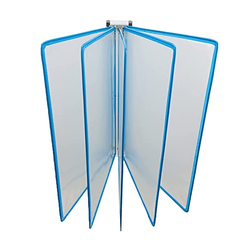 LPAGOLMIX Wandverkleidung, Wandverkleidung, 5 doppelseitige Paneele Wandmontierter Aktenhalter, A8-Ordner-Poster-Flipbook-Display, PVC+Metall Transparenter Seitendisplayständer(Blue) von LPAGOLMIX