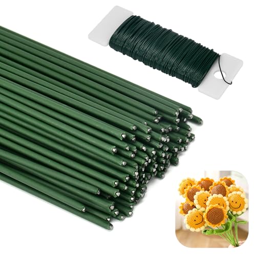 LPAMABA 100 30cm Langφ2mm Blumen Basteldraht Blumendraht zum basteln Floristikdraht Floristendraht Blumenstieldraht Blumenstamm Draht Blumenstängeldraht Grün für Handarbeiten Blumenkranz Blumenstrauß von LPAMABA