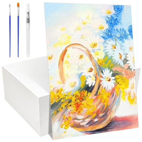 LPAMABA 140 Blätter Aquarellpapier 300g Aquarellblock Watercolor Paper Weiß Aqurellpapierblock Aquarell Karten blanko mit Pinsel Wasserpinsel Stifte, Künstler Acryl Papier Malpapier(12,7 x 17,8 cm) von LPAMABA