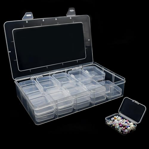 LPAMABA 20 Stück Aufbewahrungsbox Kleinteile,7.5 * 5 * 2cm Klein Sortierbox, PP Transparent Plastikbox mit Klappdeckel Kunststoffbox Einzeln Verpackt Sortierkasten Box Mini Fächer für perlen Schmuck von LPAMABA