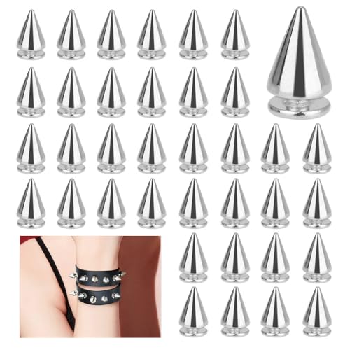 LPAMABA 200 Stück 7x10mm Ziernieten Set Punk Nieten Silber Metall Killernieten Rostfrei Ziernieten Schraubnieten Spitz für Lederband Taschen Kleidung Schuhe von LPAMABA