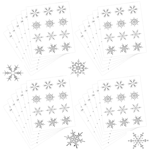 LPAMABA 24 Blatt 288 Stücke Schneeflocke Schnee Aufkleber Weihnachten Selbstklebend Snowflake Sticker Silber Schneeflocken Christmas Aufkleber Rund für Weihnachtdeko Geschenkbox Geschentüten Fenster von LPAMABA