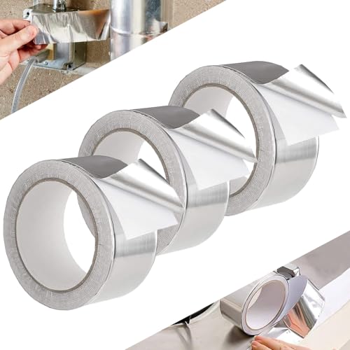 LPAMABA 3 Pcs Aluminium Klebeband, 5cm*50m/5cm*20m Alu Klebeband,Hitzebeständig Aluminium Band Wasserdichtes Alu Tape Alu Band Selbstklebend Aluband Aluminiumband für Gerät Rohrleitungen Küche von LPAMABA