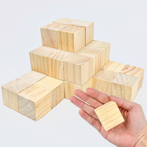 LPAMABA 30 Stück Natur Holzwürfel Deko 40mm blanko Holz Bastelwürfel 4cm mini Holzwürfel deko Kleine Holz Quadrat Würfel zum basteln für DIY Malen Handwerk Dekoration von LPAMABA