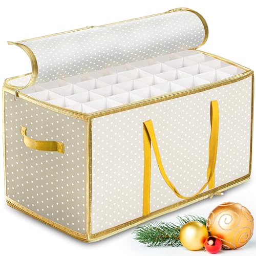 LPAOIS XXL Aufbewahrungsbox für Christbaumkugeln - für 128 Kugeln - Aufbewahrungsbox Weihnachtstasche für Christbaumkugeln Weihnachtsschmuck - Sortierbox Kiste für Weihnachtsschmuck faltbar von LPAOIS