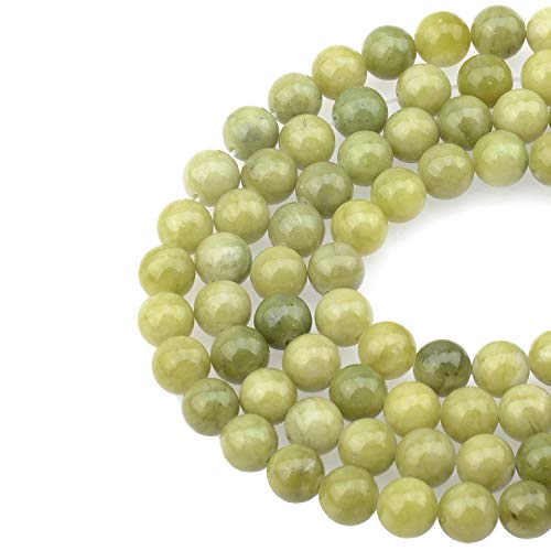 LPBeads 100 Stück 8 mm natürliche grüne Jade-Perlen, Edelstein, rund, lose Perlen für Schmuckherstellung, mit Kristall-Stretchkordel von LPBeads