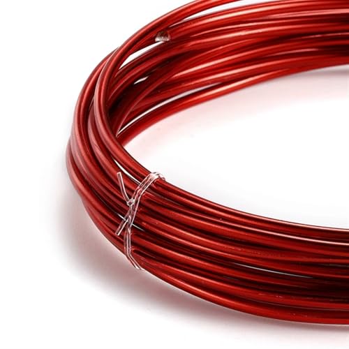 LPHFDCS Gartendraht, 0,6–3 mm, eloxiert, rund, 0,6–3 mm, vielseitig, lackiertes Aluminium, Metall, weicher Draht für DIY-Schmuckherstellung, Draht zur Schmuckherstellung, Rot, 0,6 mm x 10 m von LPHFDCS