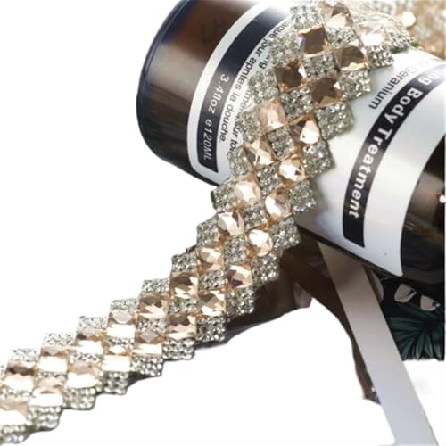 LPHFDCS Rhinestones 1 Yard Perlen Farbe Stein Spitze Patches Eisen auf heißem Bohren Strass Band DIY Kleid Hochzeit Kleidung Zubehör SchultüTe Rohling(2.4cm) von LPHFDCS