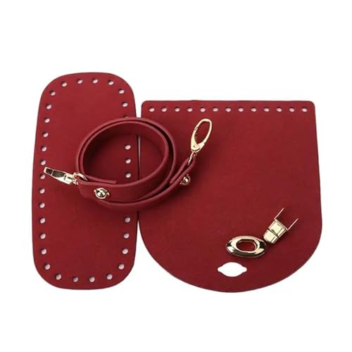 LPHFDCS Tasche HäKeln Set 1/3 stücke PU Leder Schulter Tasche Boden Gurt Handtasche Schulter Gurt Woven Tasche Set for DIY Handgemachte Tasche Rucksack Zubehör Tasche HäKeln(A-red) von LPHFDCS