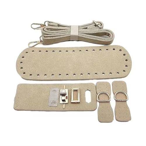 LPHFDCS Tasche HäKeln Set 1/3 stücke PU Leder Schulter Tasche Boden Gurt Handtasche Schulter Gurt Woven Tasche Set for DIY Handgemachte Tasche Rucksack Zubehör Tasche HäKeln(C-beige) von LPHFDCS