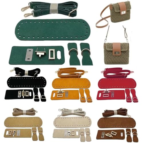 LPHFDCS Tasche HäKeln Set 1 Set handgefertigte Taschenbodenklappenabdeckung Hardware-Schultergurte for DIY-Handtaschen Häkeltaschen Stricktaschen Umhängetaschen Tasche HäKeln(A-Green) von LPHFDCS