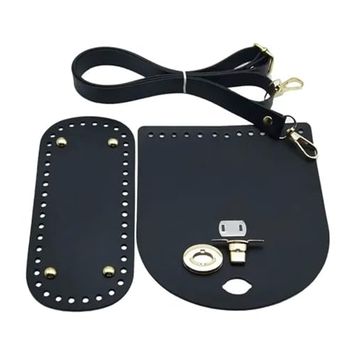 LPHFDCS Tasche HäKeln Set 1 Set handgefertigte Taschenbodenklappenabdeckung Hardware-Schultergurte for DIY-Handtaschen Häkeltaschen Stricktaschen Umhängetaschen Tasche HäKeln(B-Black) von LPHFDCS