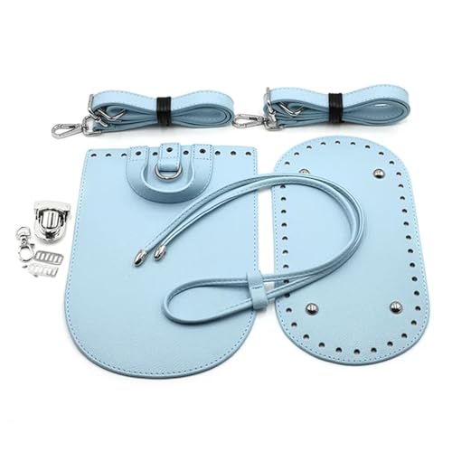 LPHFDCS Tasche HäKeln Set 1Set Handgemachte Handtasche Tasche Set Leder Tasche Böden Mit Hardware Paket Zubehör Handtasche Shloulder Straps DIY Frauen Rucksack Tasche HäKeln(Blue) von LPHFDCS