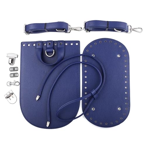 LPHFDCS Tasche HäKeln Set 1Set Handgemachte Handtasche Tasche Set Leder Tasche Böden Mit Hardware Paket Zubehör Handtasche Shloulder Straps DIY Frauen Rucksack Tasche HäKeln(Dark Blue) von LPHFDCS