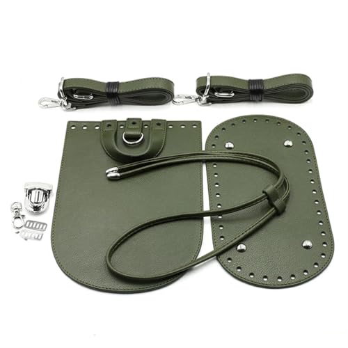 LPHFDCS Tasche HäKeln Set 1Set Handgemachte Handtasche Tasche Set Leder Tasche Böden Mit Hardware Paket Zubehör Handtasche Shloulder Straps DIY Frauen Rucksack Tasche HäKeln(Green) von LPHFDCS