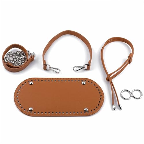 LPHFDCS Tasche HäKeln Set 1Set Handgemachte Handtasche Tasche Set Leder Tasche Böden Mit Hardware Paket Zubehör Handtasche Shloulder Straps DIY Frauen Rucksack Tasche HäKeln(Tan-Silver) von LPHFDCS