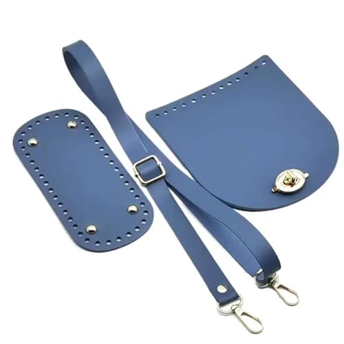 LPHFDCS Tasche HäKeln Set 3 Teile/Satz Einfarbig Leder Schulter Tasche Gurt Unten PU Handgemachte DIY Tasche Zubehör DIY Ersatz Leder Tasche Gurt Tasche HäKeln(Blue-A) von LPHFDCS