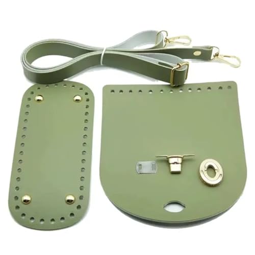 LPHFDCS Tasche HäKeln Set 3 Teile/Satz Einfarbig Leder Schulter Tasche Gurt Unten PU Handgemachte DIY Tasche Zubehör DIY Ersatz Leder Tasche Gurt Tasche HäKeln(Green-A) von LPHFDCS