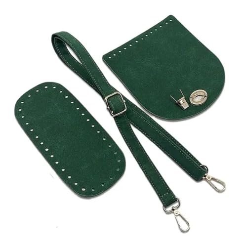 LPHFDCS Tasche HäKeln Set 3 Teile/Satz Einfarbig Leder Schulter Tasche Gurt Unten PU Handgemachte DIY Tasche Zubehör DIY Ersatz Leder Tasche Gurt Tasche HäKeln(Green-B) von LPHFDCS