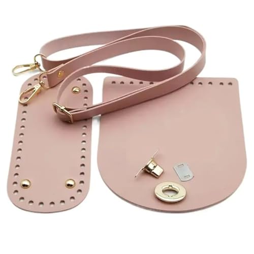 LPHFDCS Tasche HäKeln Set 3 Teile/Satz Einfarbig Leder Schulter Tasche Gurt Unten PU Handgemachte DIY Tasche Zubehör DIY Ersatz Leder Tasche Gurt Tasche HäKeln(Pink-A) von LPHFDCS