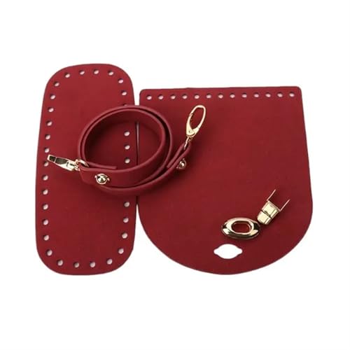 LPHFDCS Tasche HäKeln Set 3 Teile/Satz Einfarbig Leder Schulter Tasche Gurt Unten PU Handgemachte DIY Tasche Zubehör DIY Ersatz Leder Tasche Gurt Tasche HäKeln(Red-B) von LPHFDCS